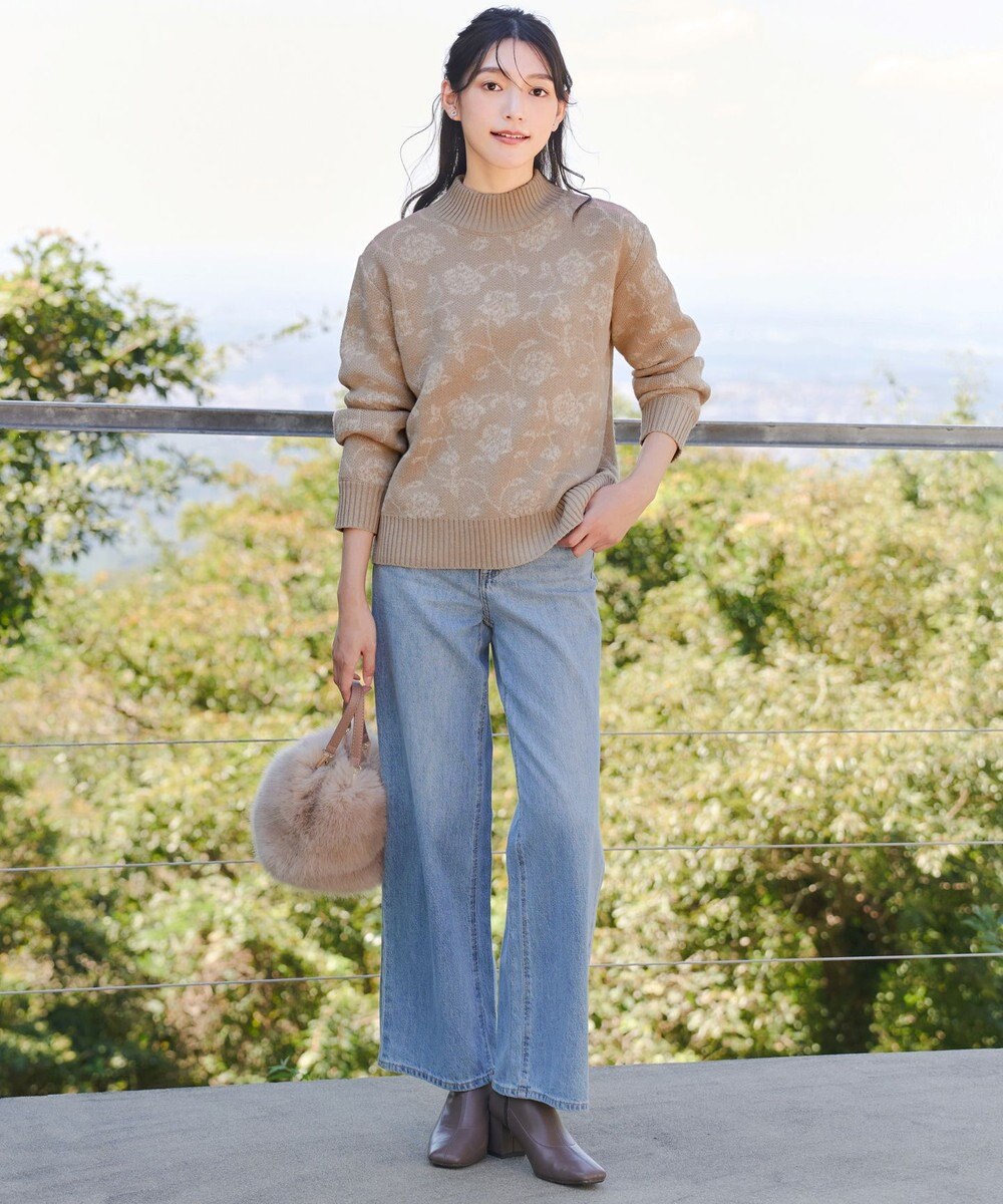 Tiaclasse L 【洗える】フラワージャガードニットトップス 