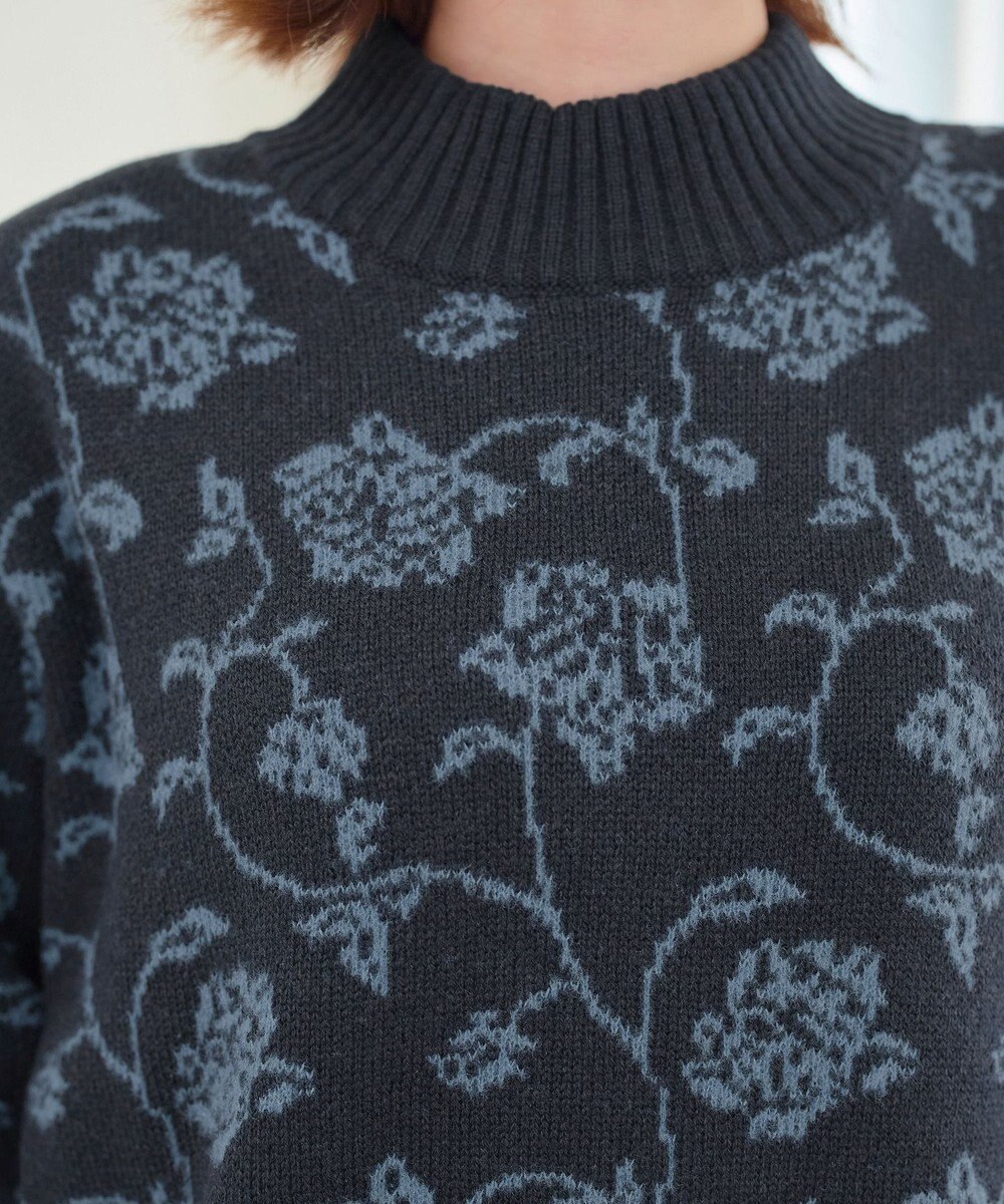 Tiaclasse L 【洗える】フラワージャガードニットトップス 