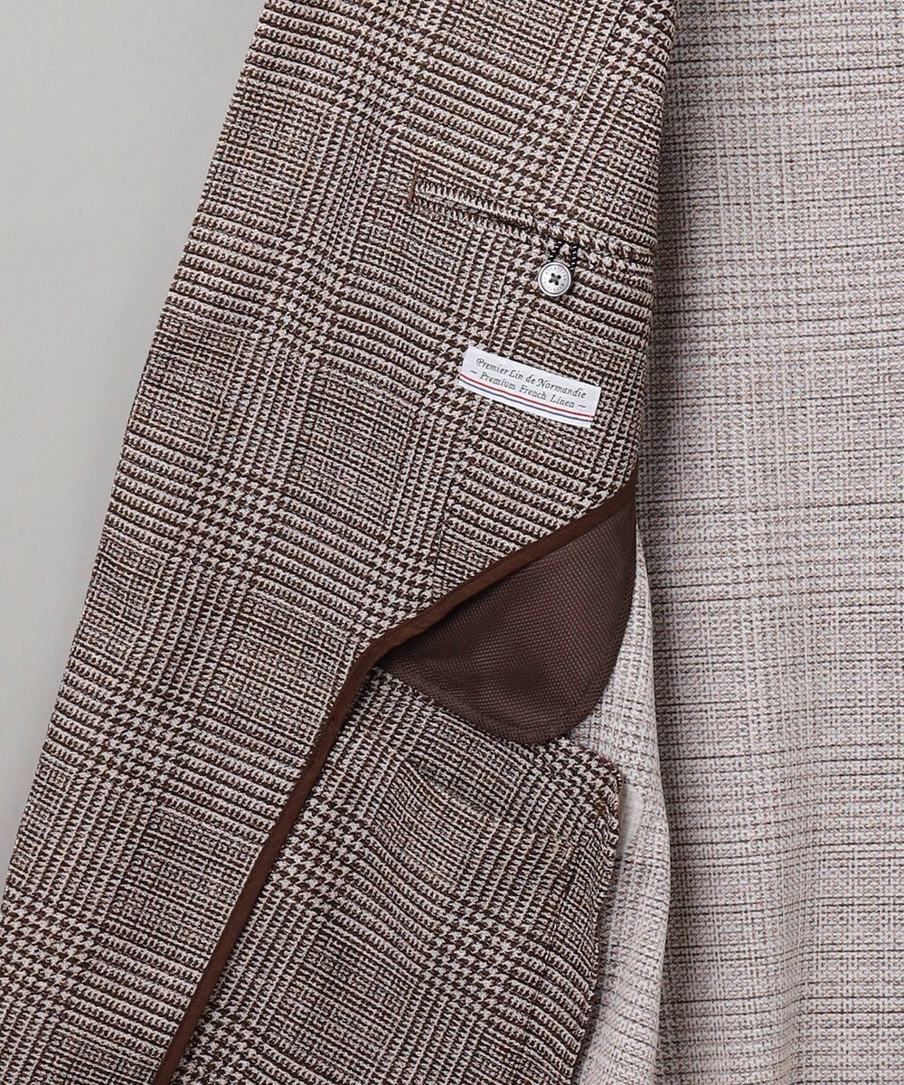 GOTAIRIKU 新柄【吸水速乾/ウォッシャブル】ノルマンディーリネン カーディガンジャケット＿グレンチェック柄 