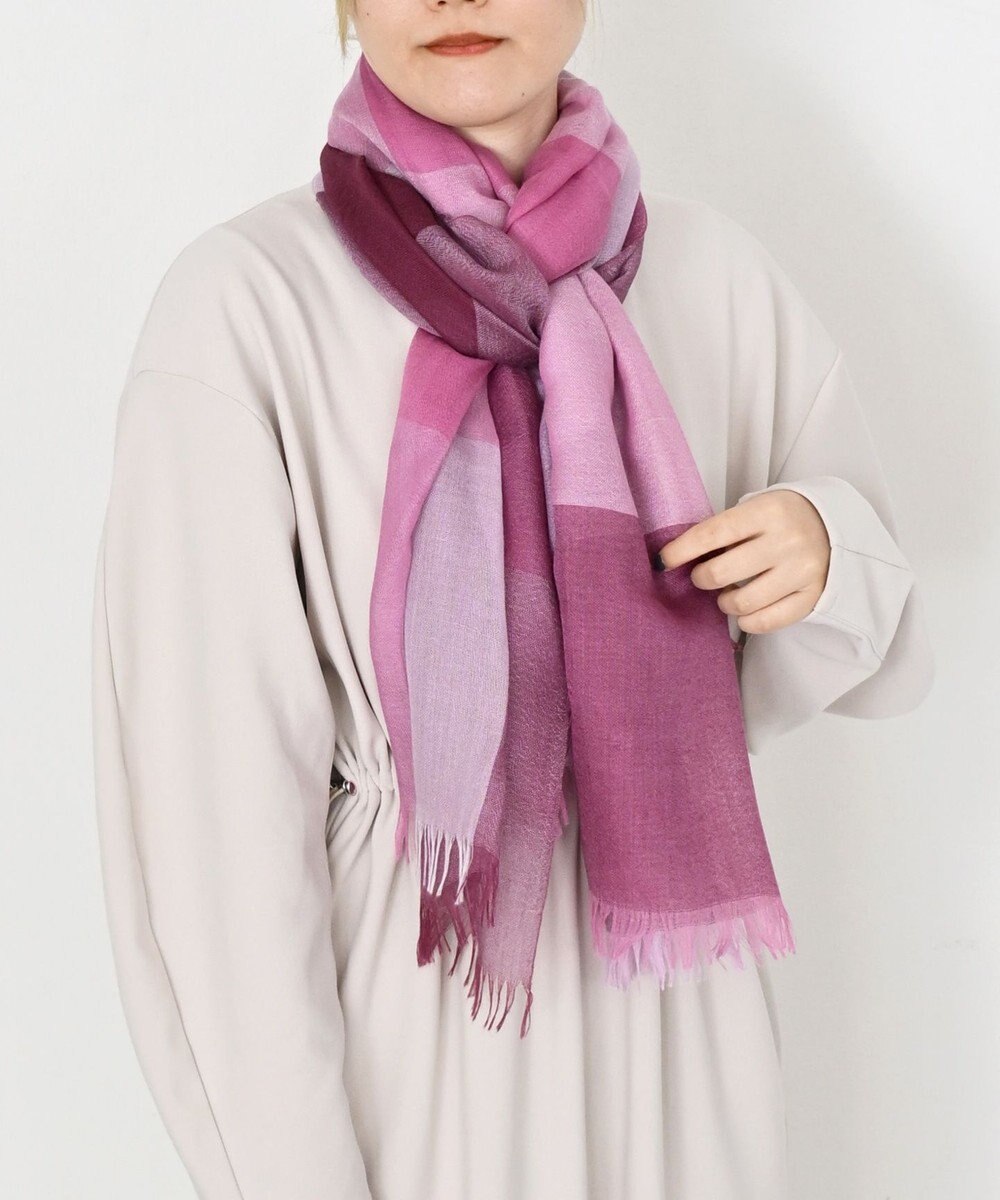 muto ブロックチェック シルクカシミヤストール 