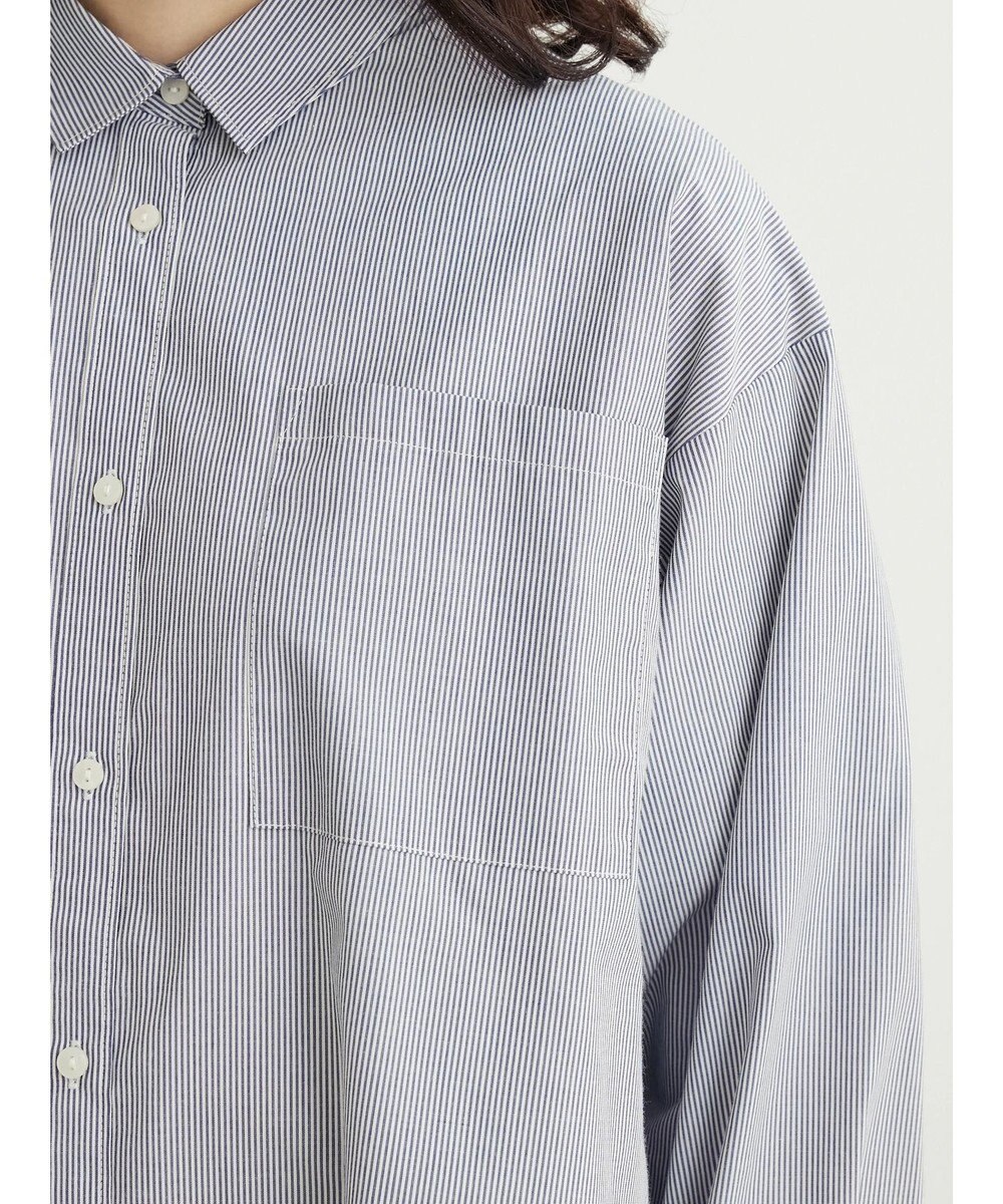 Green Parks 胸元ポケットイージーケアストライプシャツ 