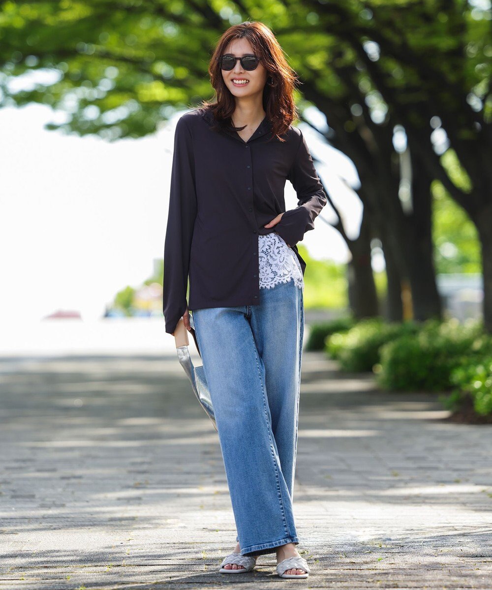 UNFILO L 【UNFILO DENIM/新色追加】撥水ストレッチ ルーズワイドデニム 