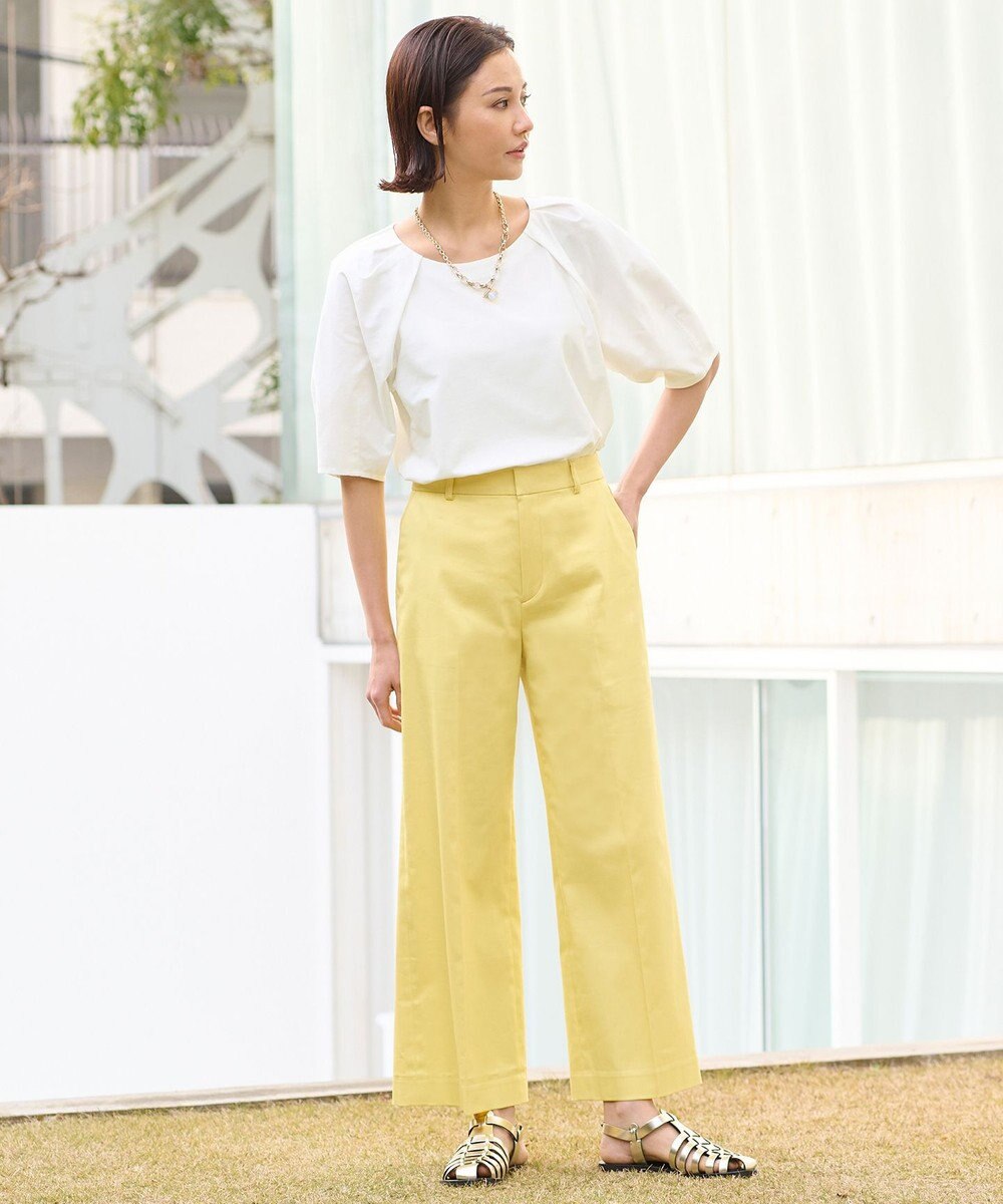 自由区 【XSサイズ~/洗える】ツイストプレインジャージー袖タック カットソー 