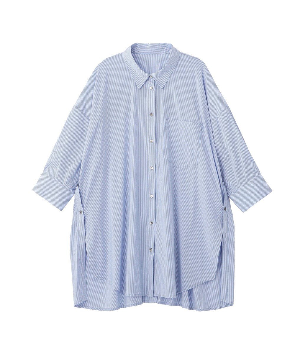 YECCA VECCA リブMIXストライプオーバーシャツ 