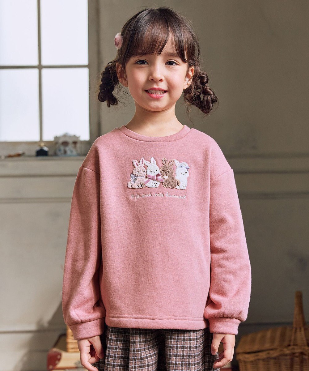 ANY KIDS なかよしサガラ刺繍 裏シャギー トレーナー 