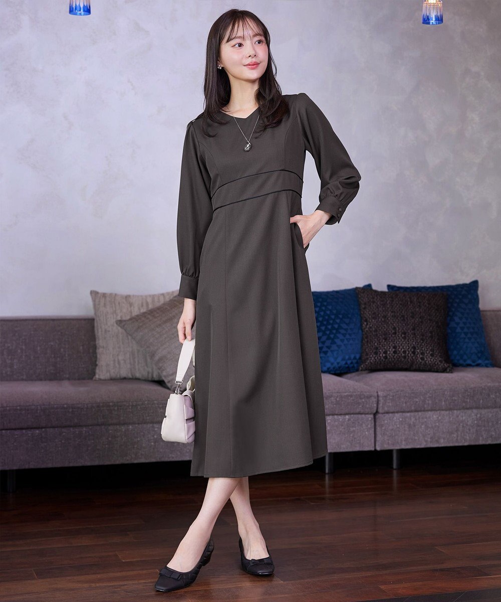 Tiaclasse L パイピングフレアワンピース 