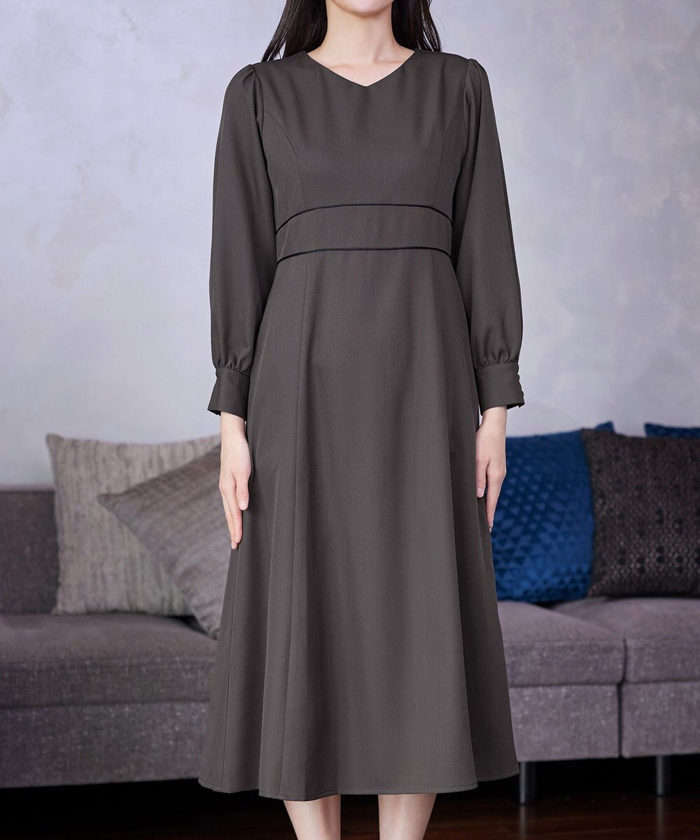 Tiaclasse L パイピングフレアワンピース 