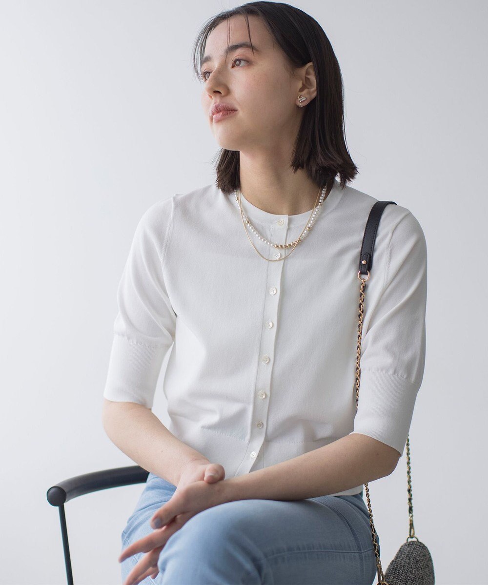 組曲 L ドライタッチ 5分袖カーディガン 