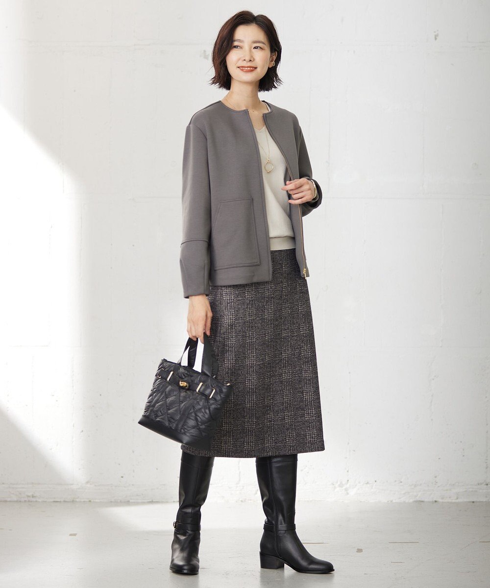 J.PRESS LADIES 【洗える】チェック ジャカード ナロー スカート 