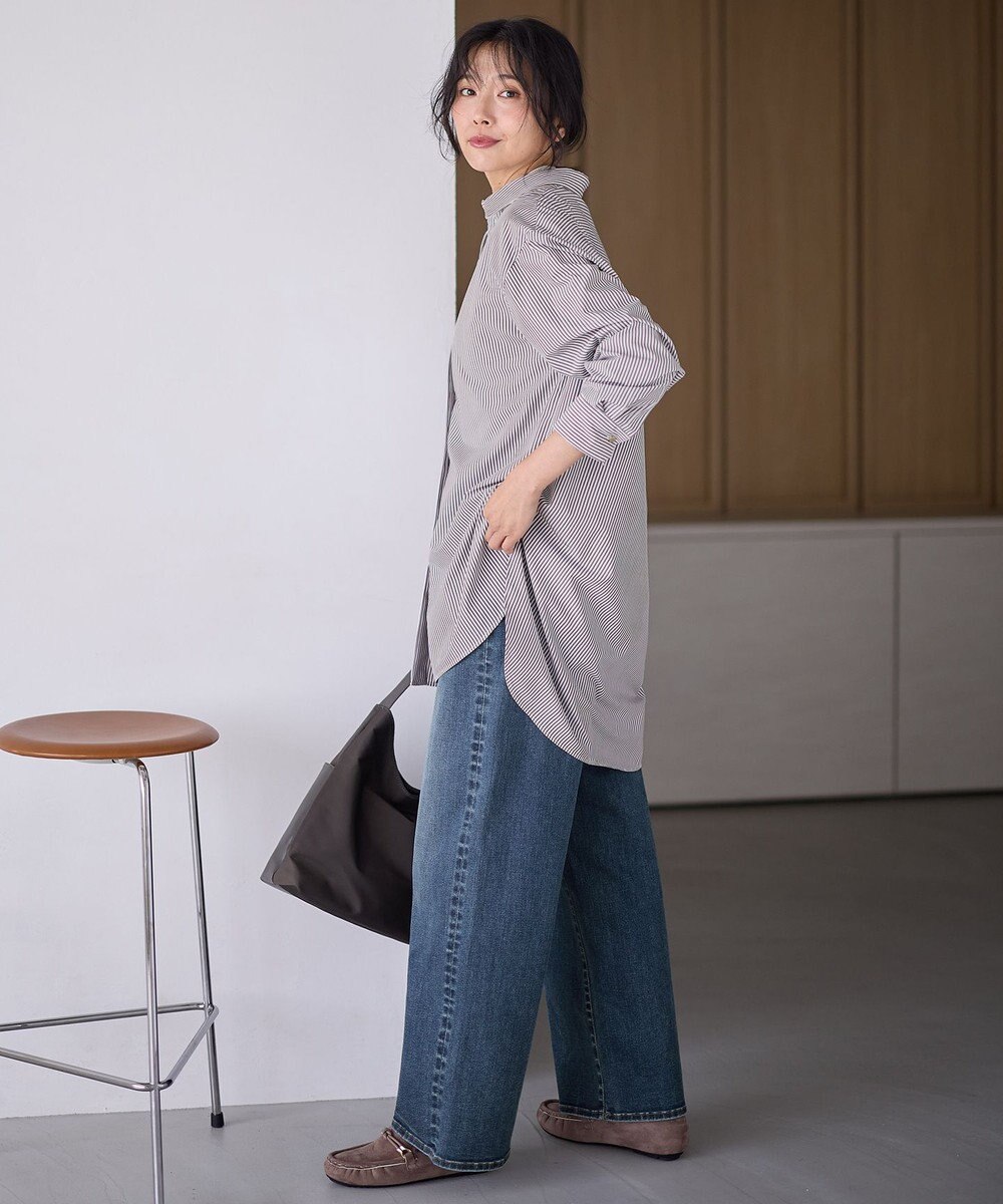 ANY L 【洗濯機可/ウエストゴム/ストレッチ】ワイドデニムパンツ 