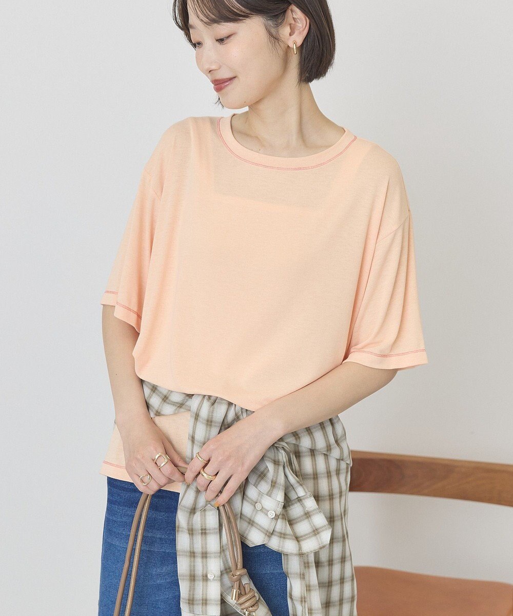 AMERICAN HOLIC 【先行予約】【マルチ機能】配色ステッチルーズTシャツ 