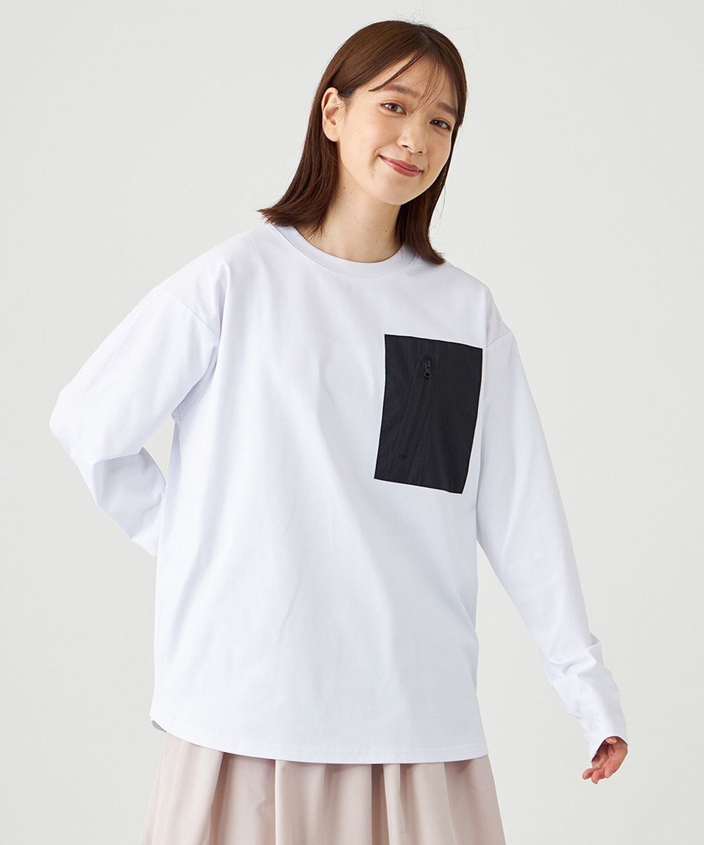 SHARE PARK LADIES 【UVカット・吸水速乾・ストレッチ・軽量 】ＺＩＰポケットＴシャツ（S・Mサイズ） 