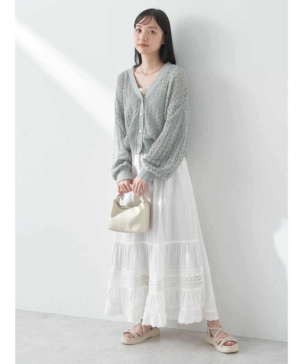 earth music&ecology ファンシーヤーンすかしニットカーディガン 