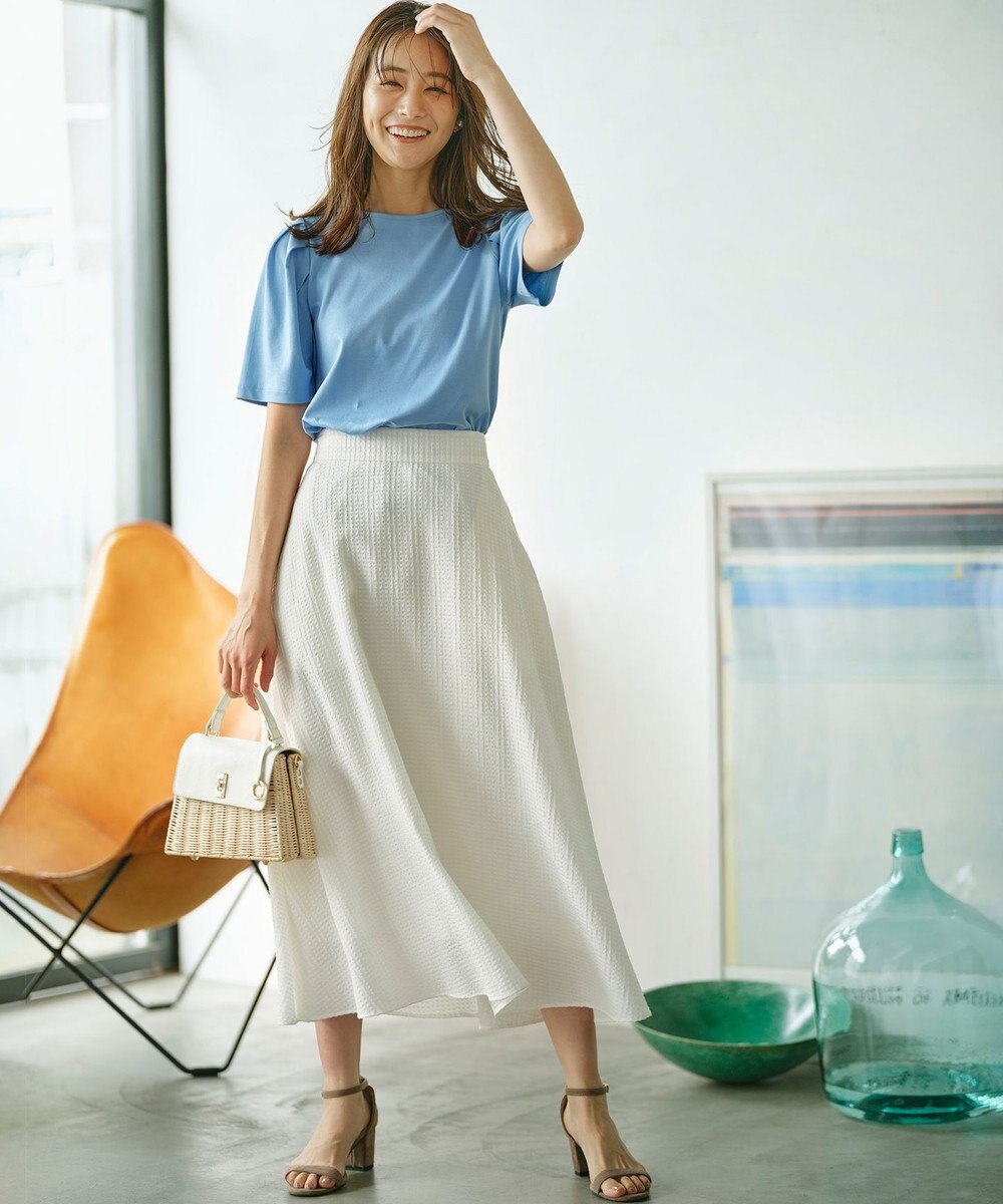 組曲 ステッチストライプドビー フレアスカート 
