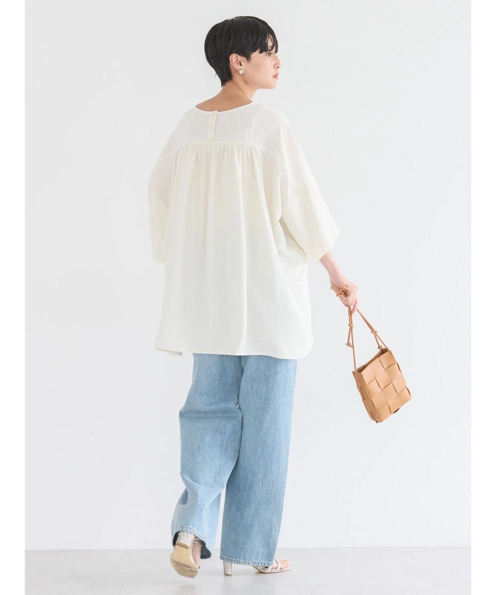 AMERICAN HOLIC 接触冷感スキッパーバックギャザーブラウス 