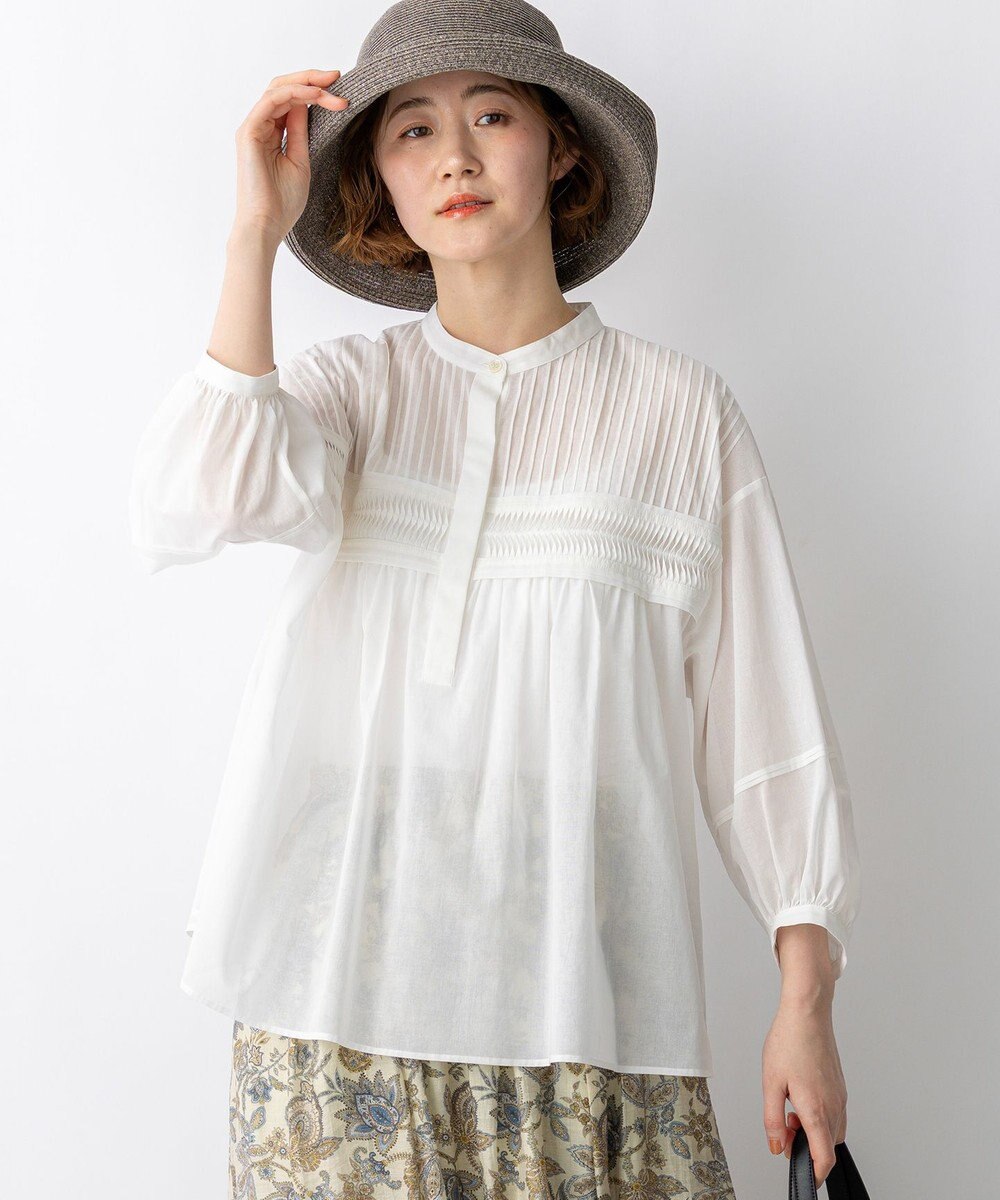 23区 【先行予約】コットンボイル ピンタック ブラウス 