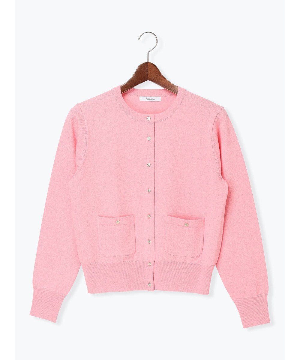 Te chichi ポケット付きクルーネックカーディガン 