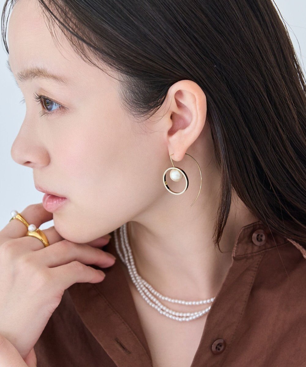 Phoebe 〈金属アレルギー対応〉モーションリングパールピアス/ニッケルフリー/大ぶり/存在感◎/主役級 