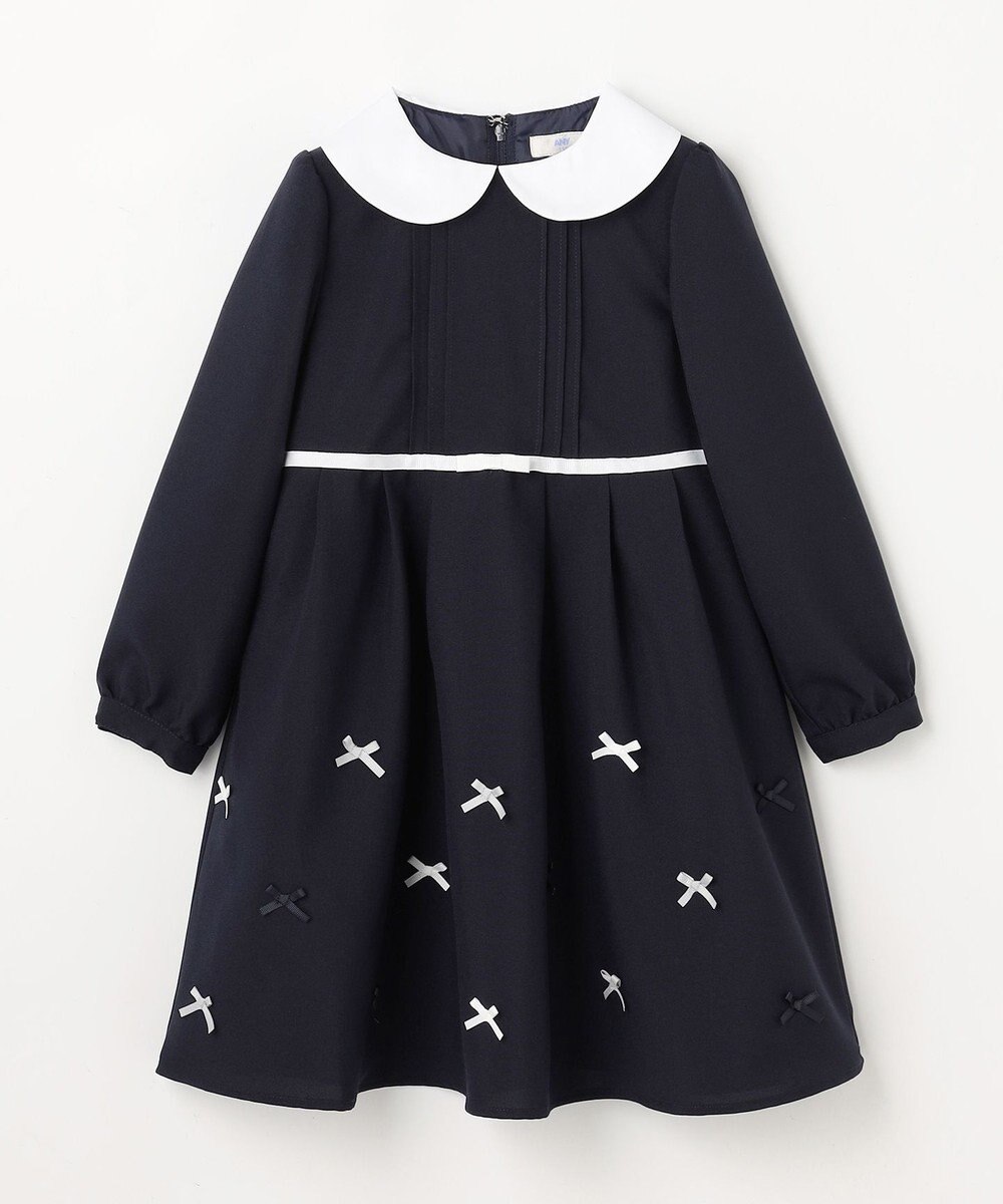 ANY KIDS 襟付き リボン 長袖ワンピース 