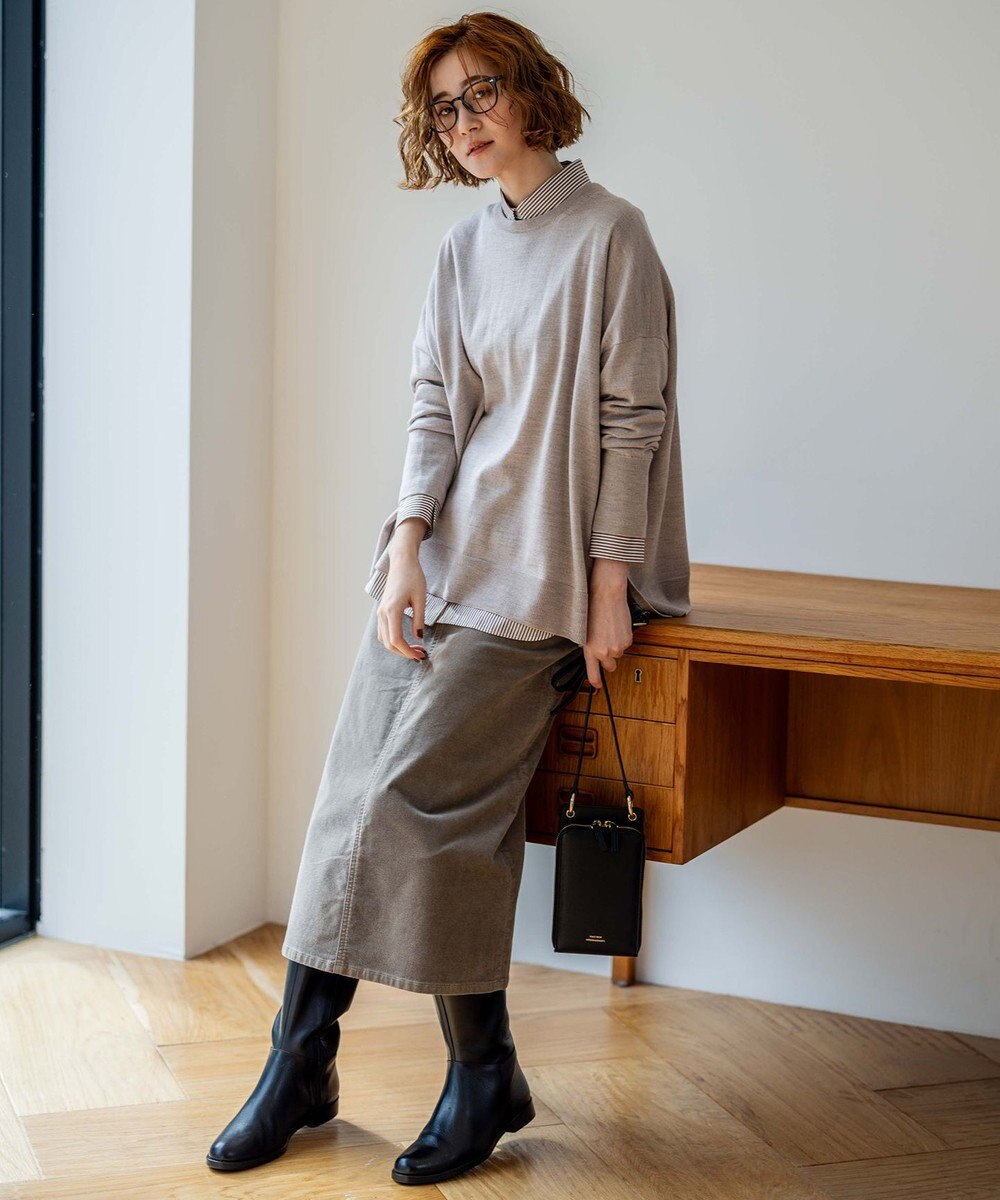 23区 S 【洗える】23区DENIM ベルベットストレッチ Aライン スカート 