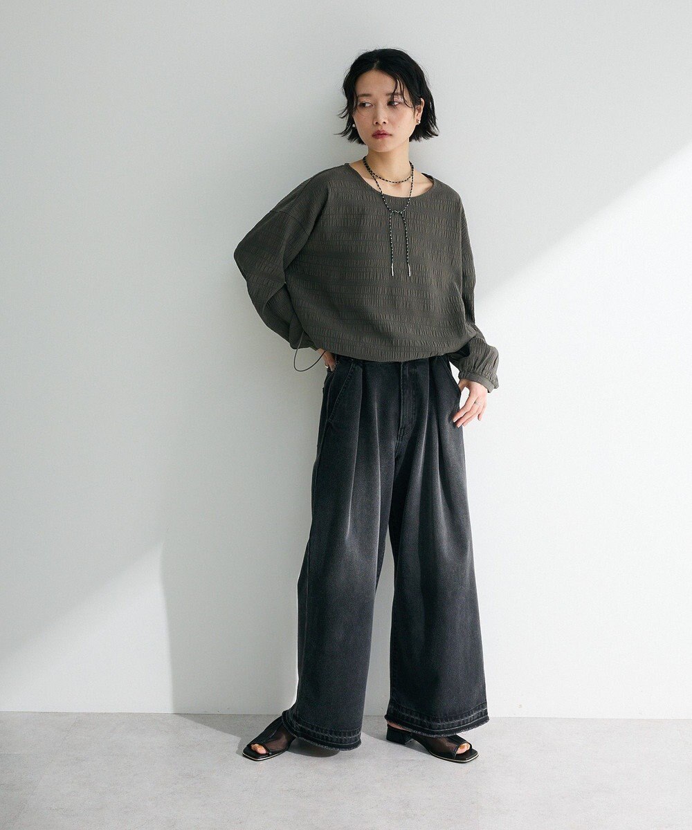 Green Parks 裾ドロスト表面長袖プルオーバー 