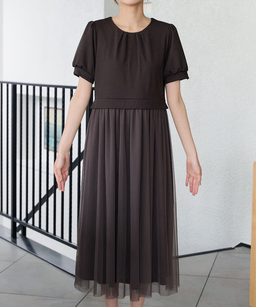 Tiaclasse L バックパールチュールワンピース 