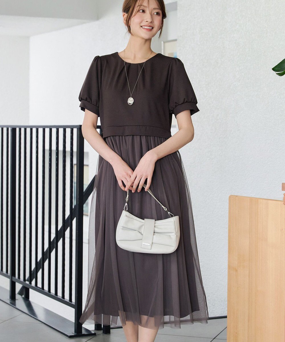 Tiaclasse L バックパールチュールワンピース 