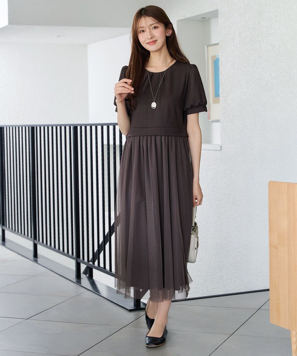 Tiaclasse L バックパールチュールワンピース 