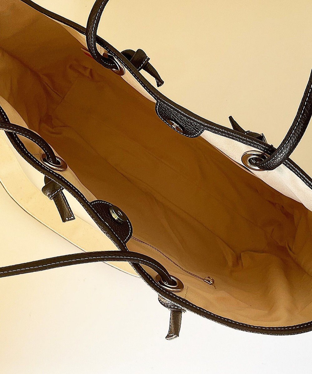 Hekhèr Le Style de Vie 【日本製 / A4サイズ対応/2WAY】コットンキャンバス×シュリンクレザー ノットトートバッグ large 