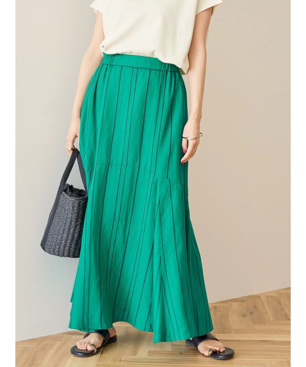 AMERICAN HOLIC リネンブレンドストライプマーメードスカート 