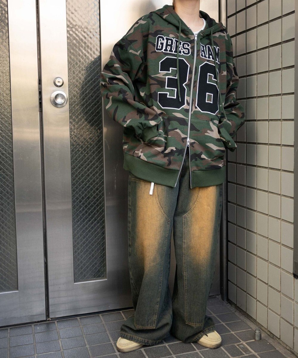 WEGO ナンバリングビッグジップパーカー 