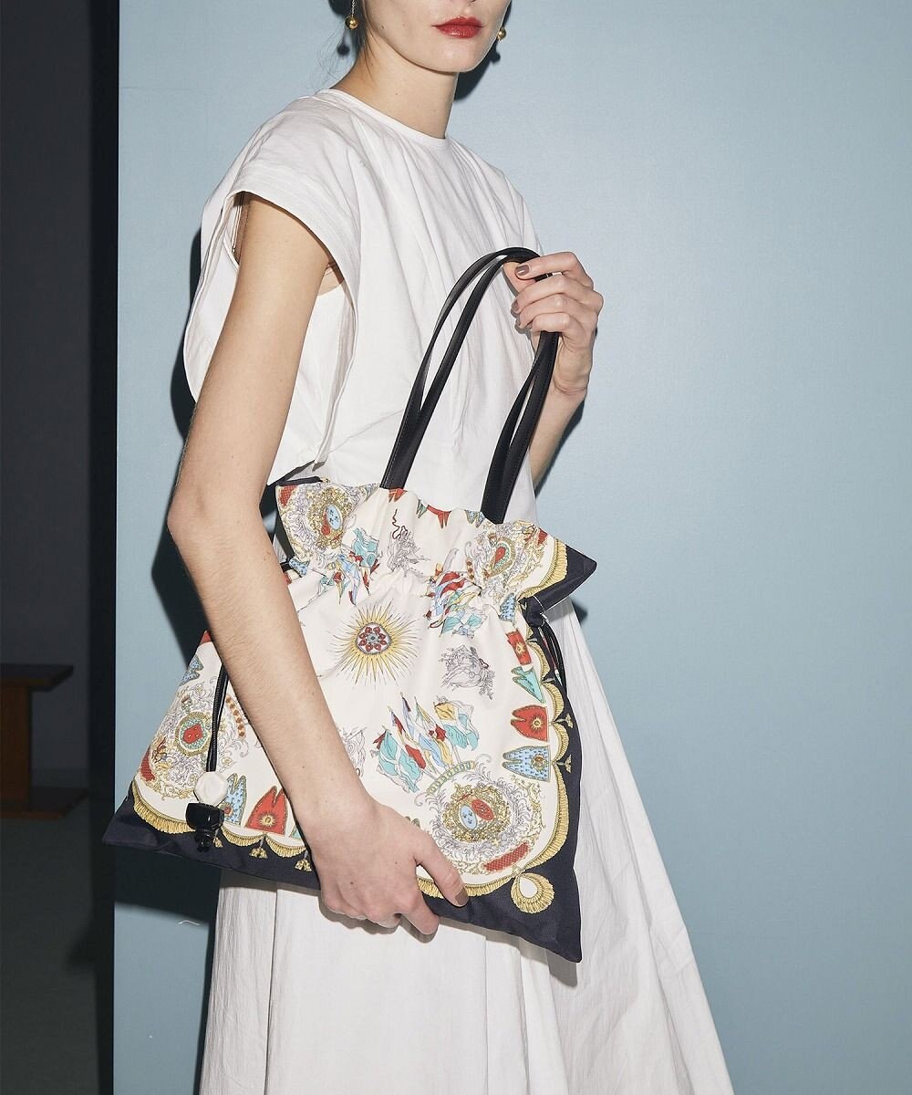 TOPKAPI 【TREASURE TOPKAPI】マイルドサテン スカーフ柄 巾着 トート バッグ 