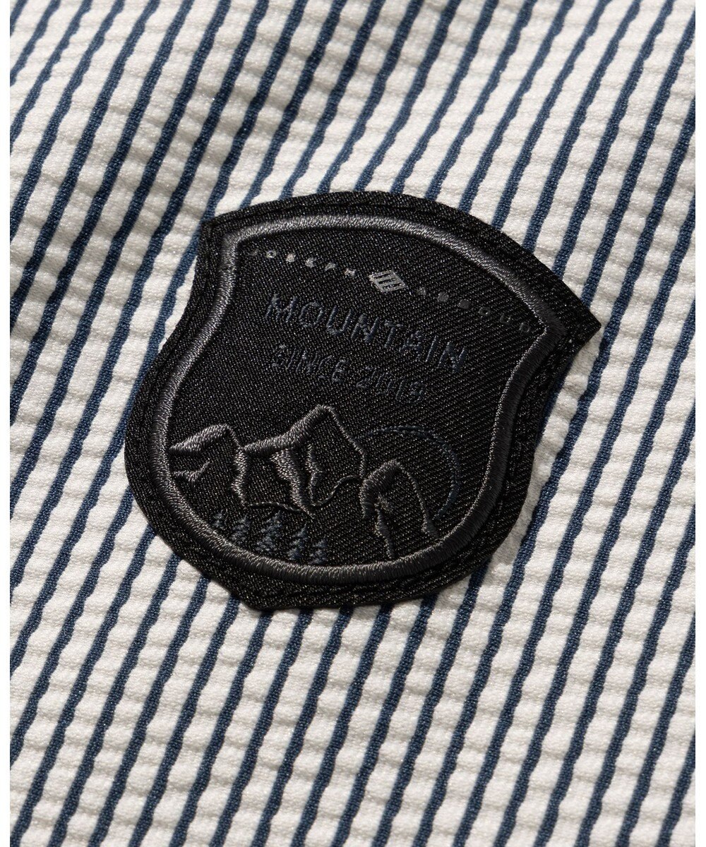 JOSEPH ABBOUD MOUNTAIN 【吸水速乾・釦ダウン・男女兼用】メッシュストライプサッカーポロシャツ 