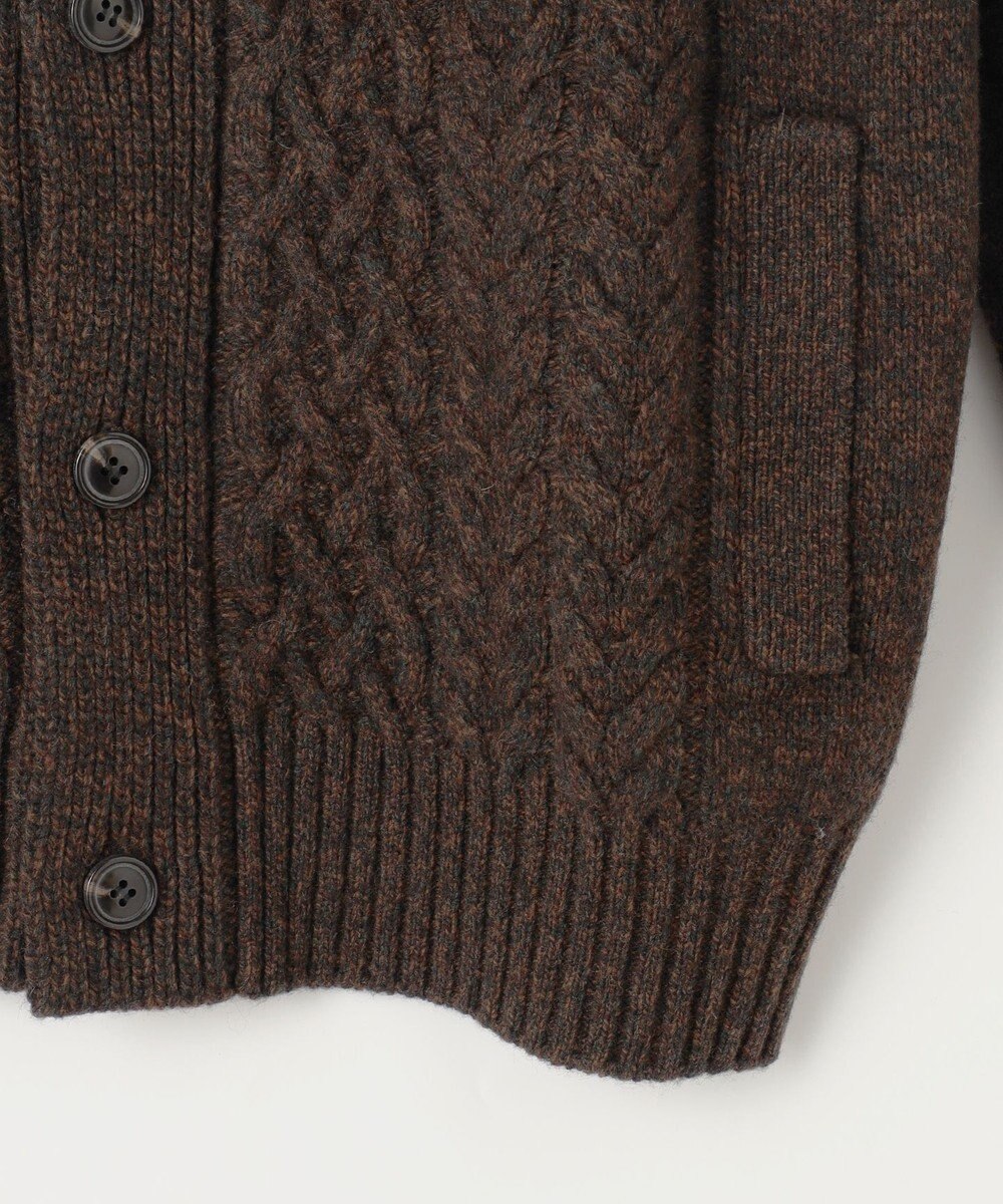 JOSEPH ABBOUD 【イタリア糸使用/軽く暖かい】 ラムウールケーブル柄ショールカラーカーデ 