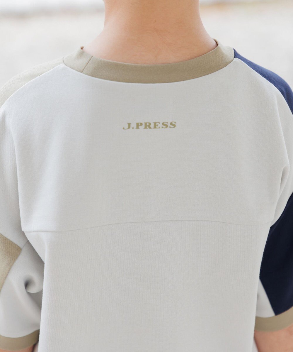 J.PRESS KIDS 【吸水速乾】【100-130cm】ポンチローマ トリコロール 切替Ｔシャツ 