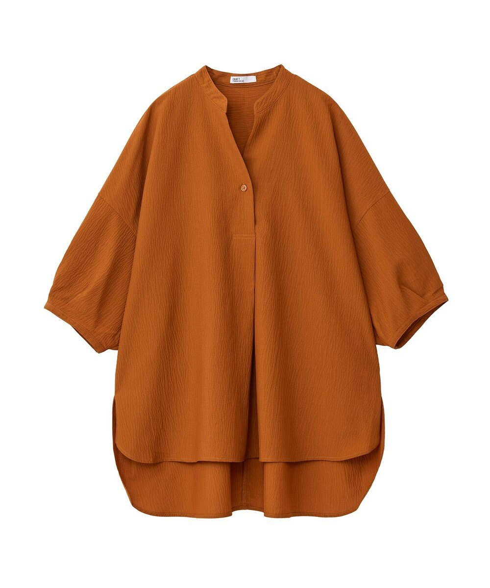 CRAFT STANDARD BOUTIQUE バンドカラーバックタック５分袖ブラウス 