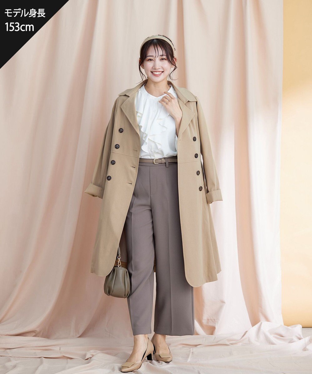 Tiaclasse L 【洗える】リボンベルト付きトレンチコート 