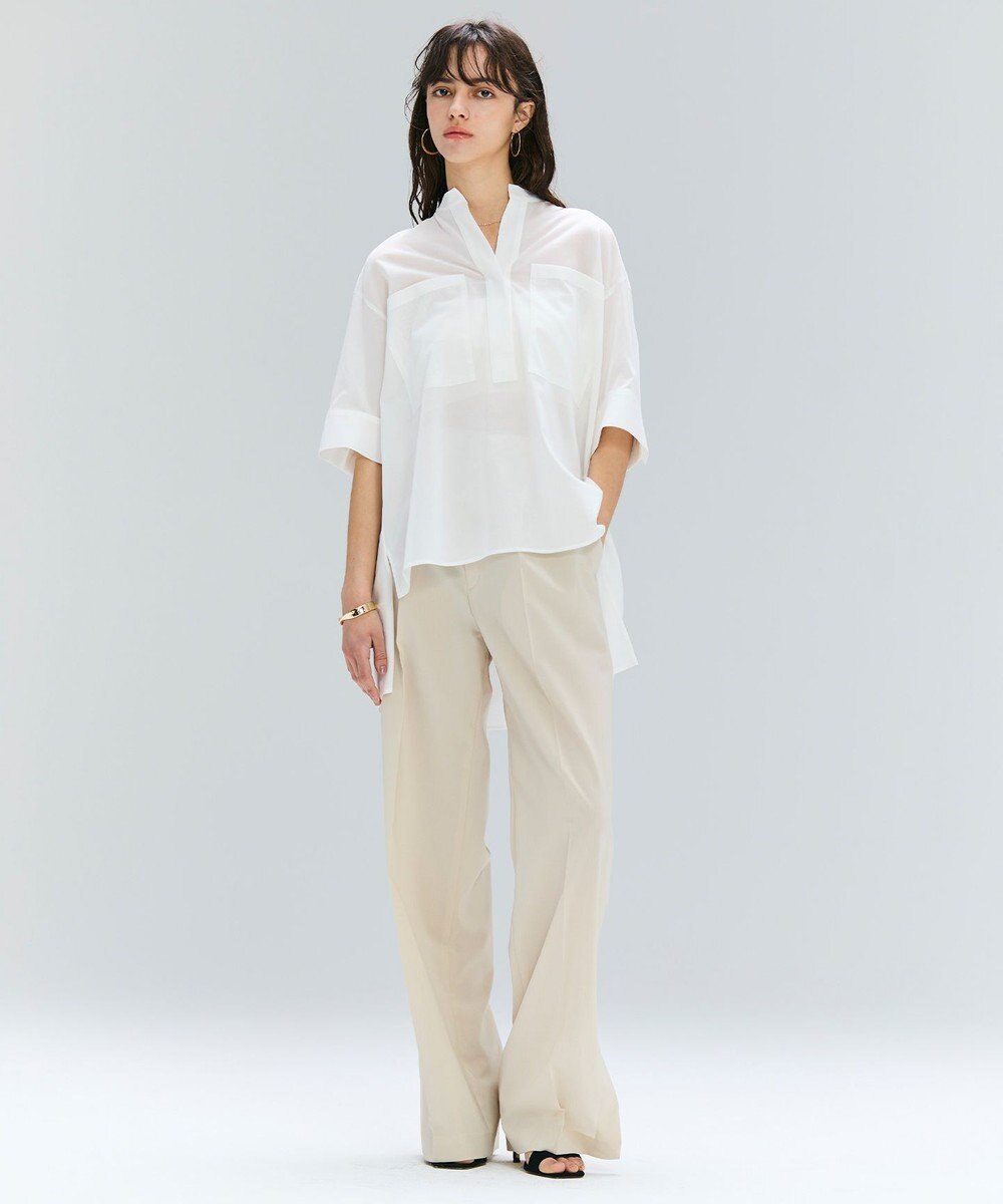 BEIGE， 【洗える・Oggi 10月号掲載】BAC / コットンビックポケットスタンドカラーシャツ 