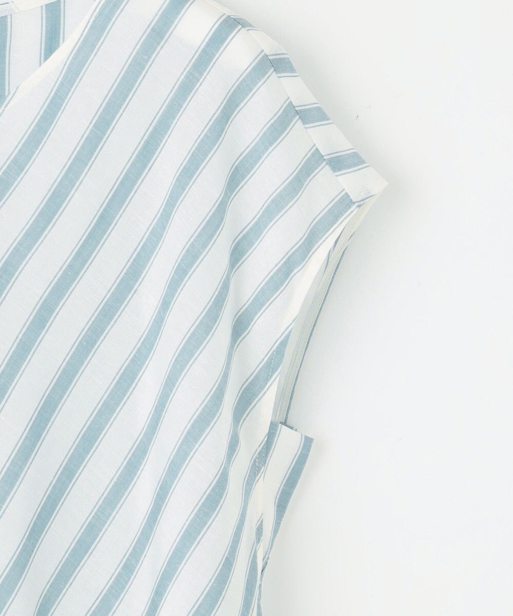 自由区 L 【洗える】テンセルリネンリボン ブラウス 