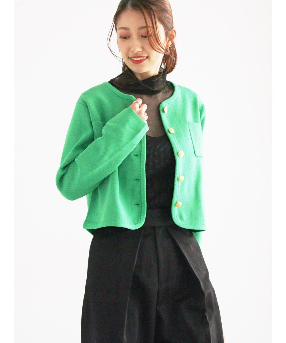 Te chichi レタードポケットジャケットカーディガン 