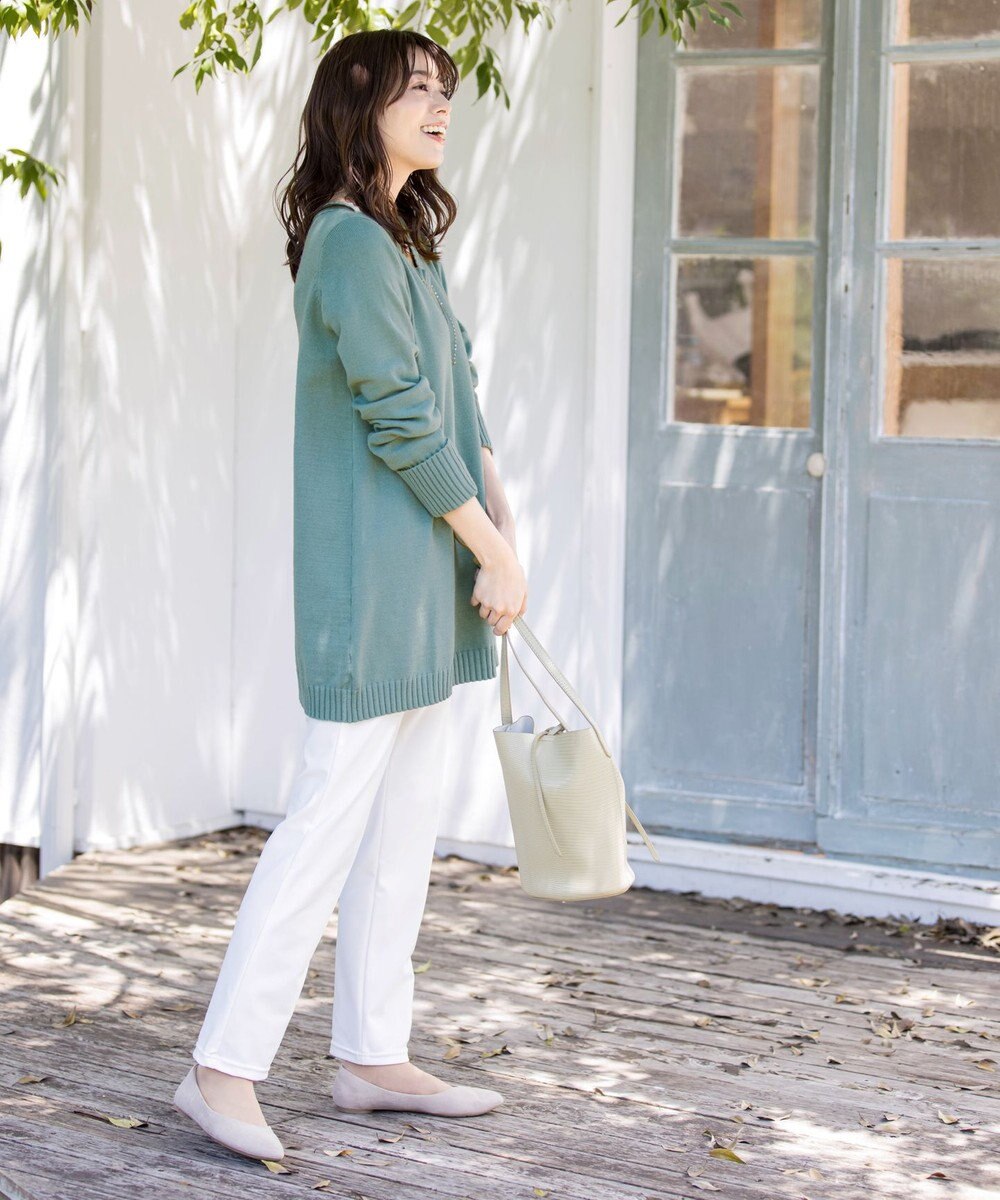 Tiaclasse L 【洗える】幅広く活躍が期待できるVネックリブニットチュニック 