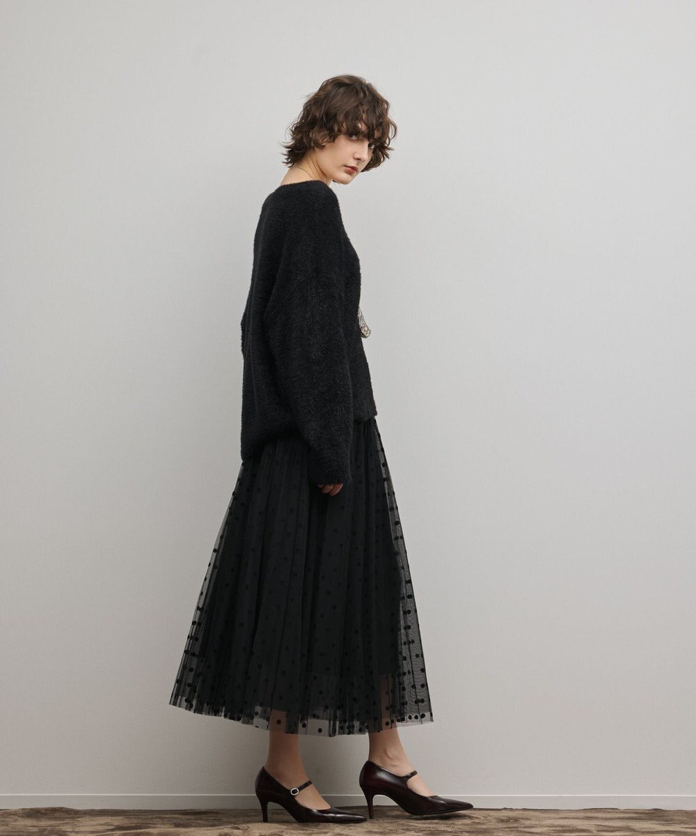 GRACE CONTINENTAL フロッキードットプリーツスカート 