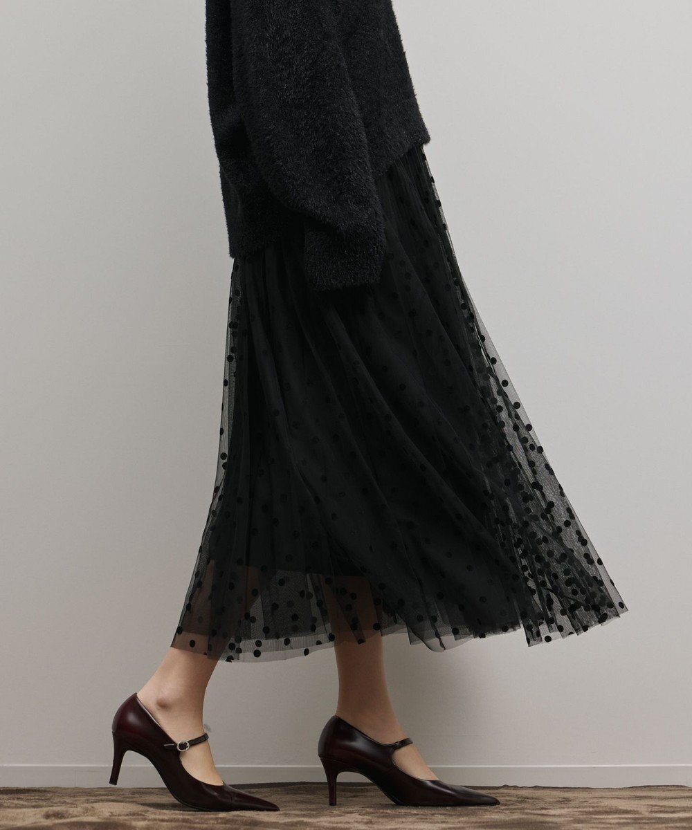 GRACE CONTINENTAL フロッキードットプリーツスカート 