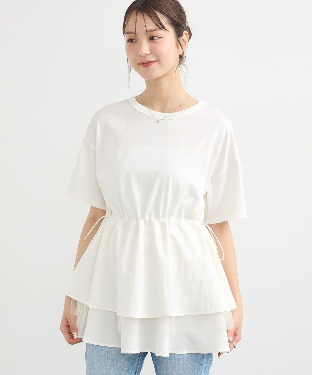 earth music&ecology 【接触冷感/洗濯機可】異素材ドッキングドロストチュニック 