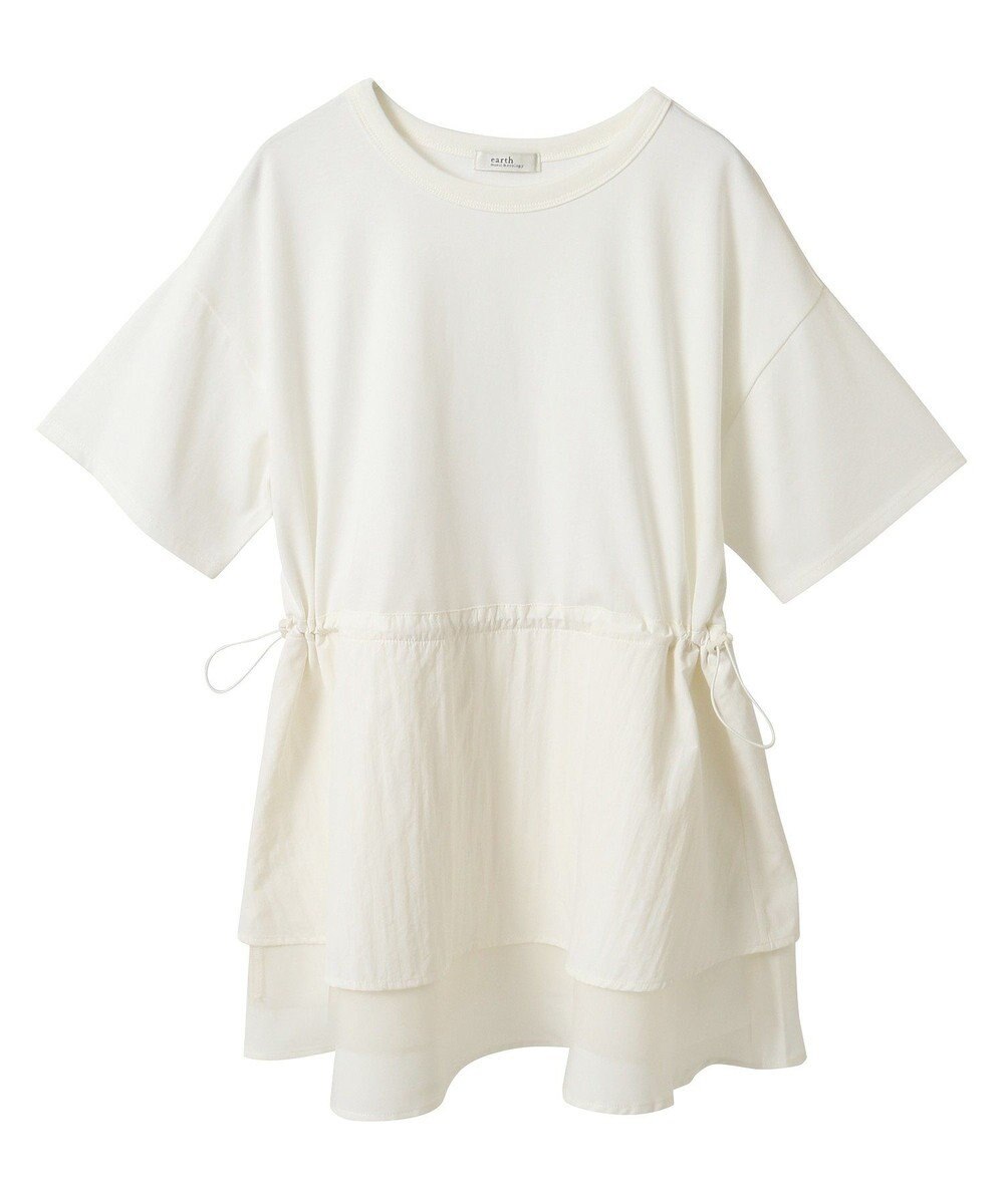 earth music&ecology 【接触冷感/洗濯機可】異素材ドッキングドロストチュニック 