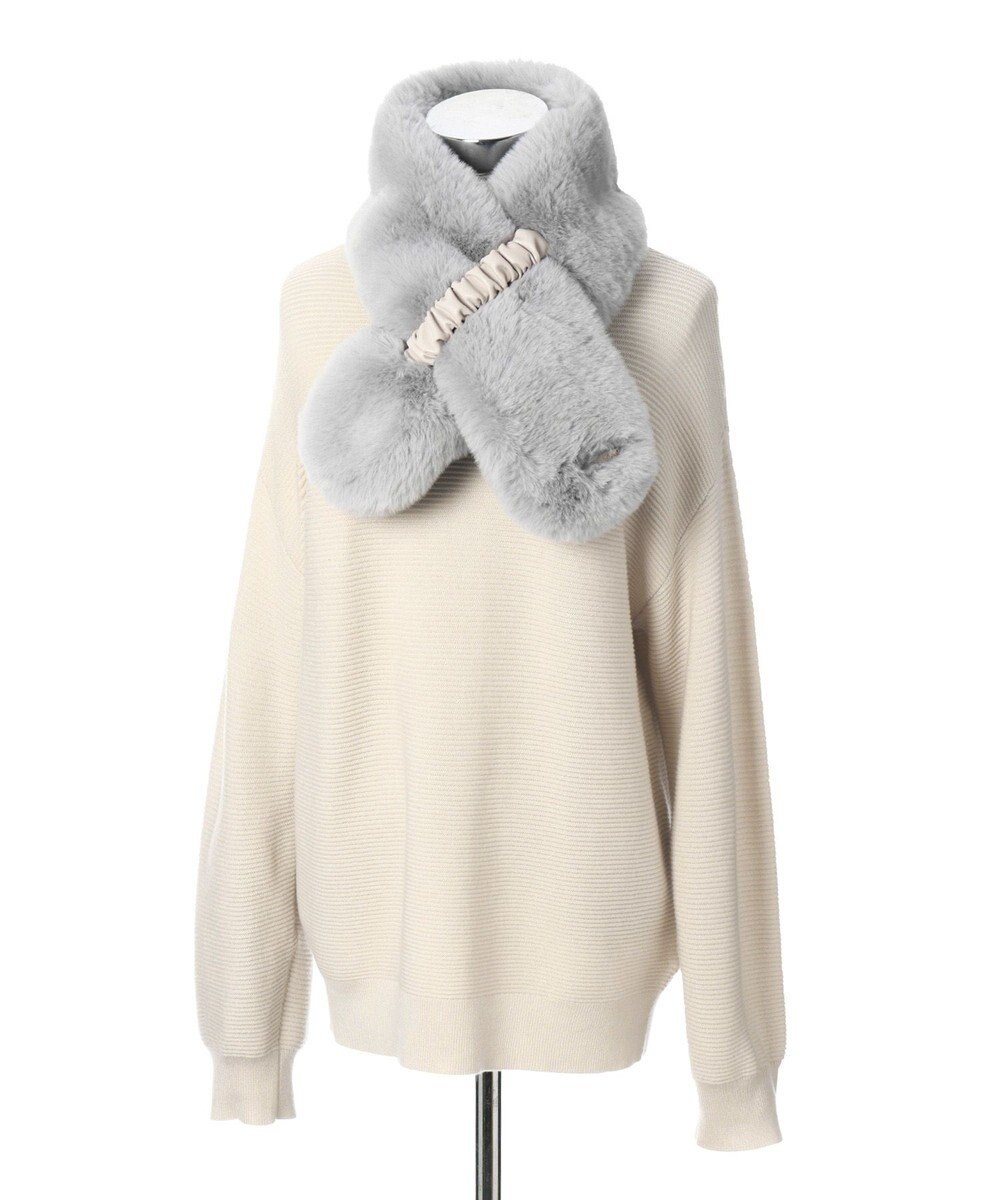 MOONBAT FURLA フェイクファーくしゅくしゅリボンマフラー 