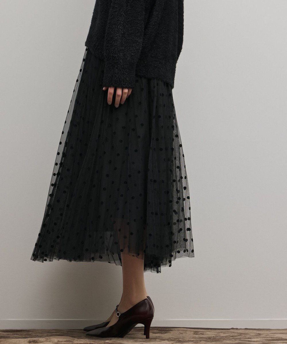 GRACE CONTINENTAL フロッキードットプリーツスカート 