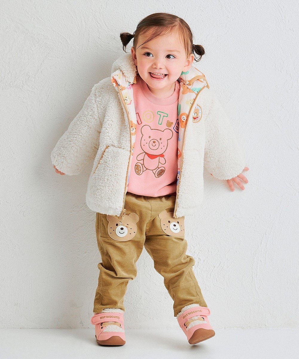 MIKI HOUSE HOT BISCUITS 【80-120cm】 カラフルビーンズ 裏ボアフリース リバーシブル総柄ジャンパー 