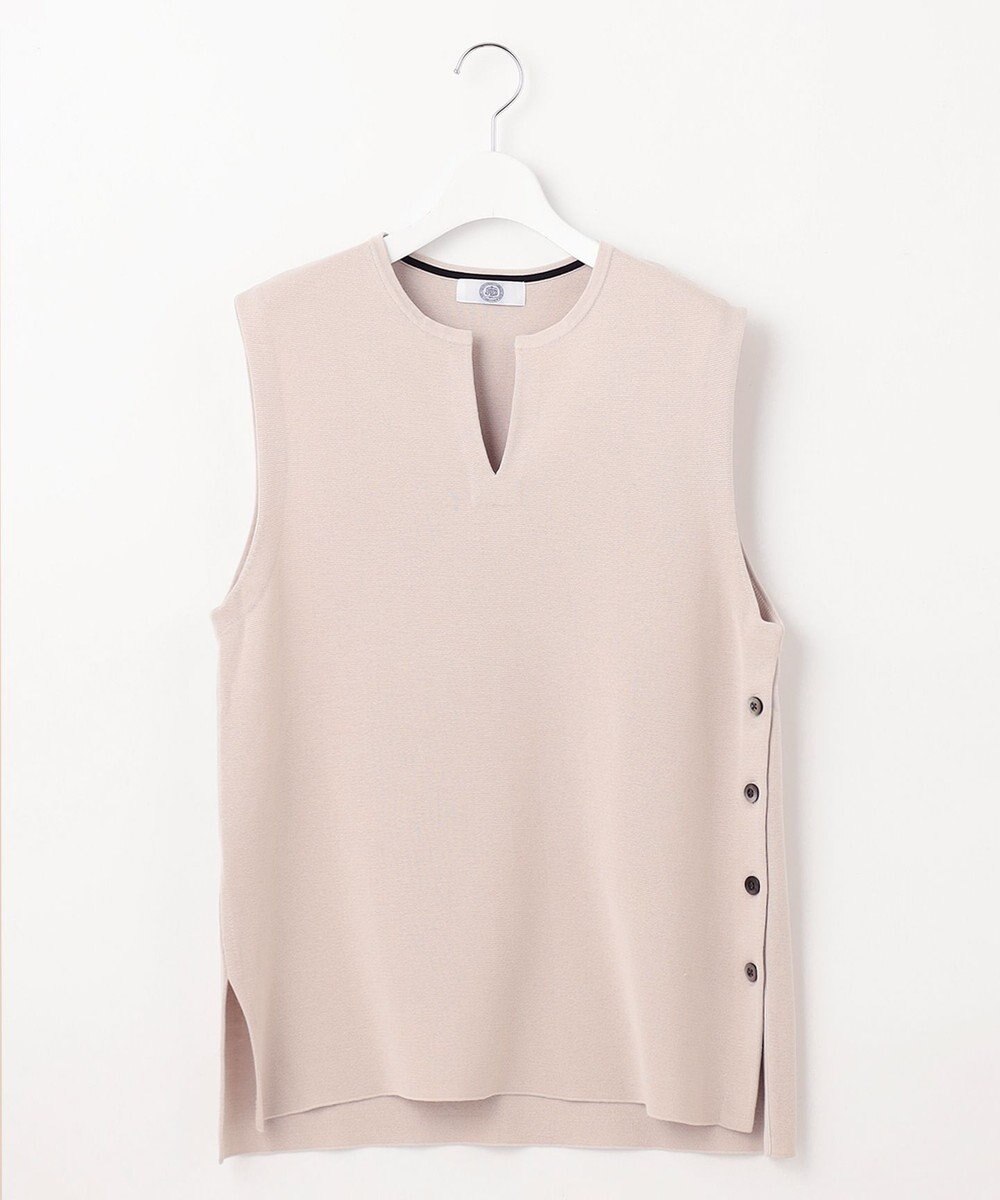J.PRESS LADIES 【洗える】COTTON ACETATE キーネック ニット ベスト 