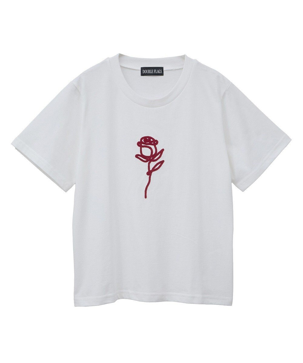 Green Parks ・ＤＯＵＢＬＥ　ＦＬＡＧＳ　ローズチェーン刺繍ＴＥＥ 